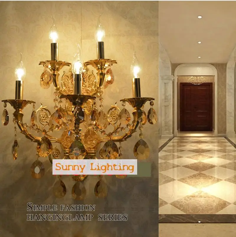 Римский 5-рычажный Золотой светодиодный настенный светильник для гостиницы