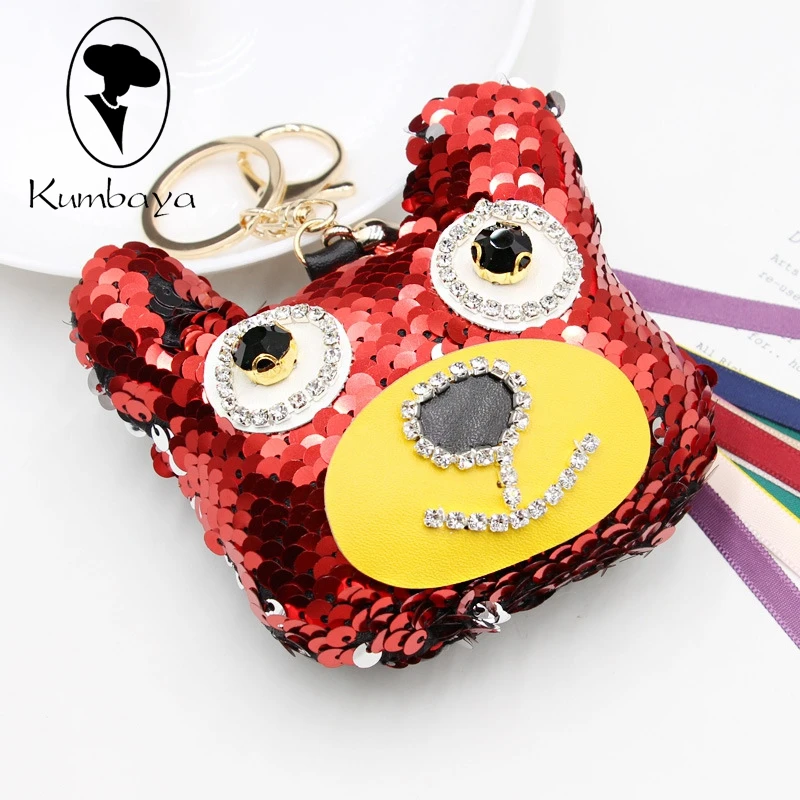 Различные Цвета Блёстки Мультфильм Ключ Цепи DIY одежды ручной работы Брелоки