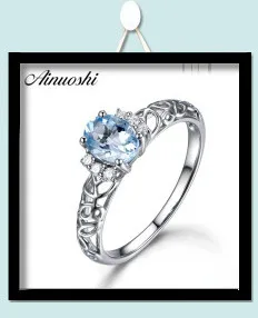 AINUOSHI Природный Голубой топаз обручальное свадебное кольцо 1.25ct круглая огранка стерлингового серебра 925 пробы женское ювелирное Винтажное кольцо с полосами