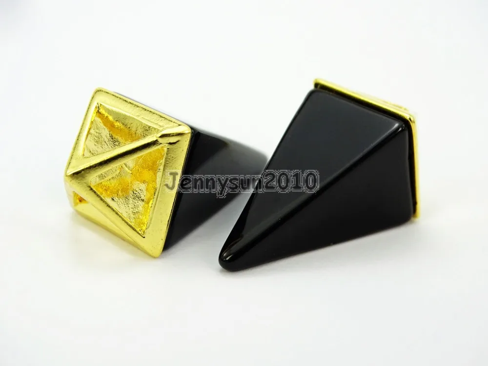 Натуральные черные Ониксовые драгоценные камни пирамида заостренная
