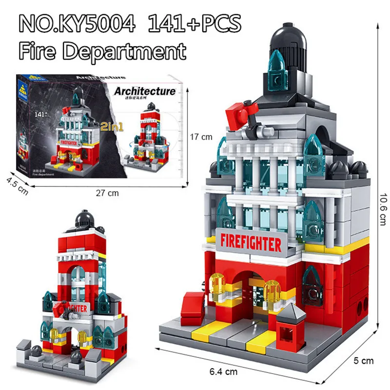 Городской уличный совместимый магазин Legoings Friends Architecture Shop Fire Station строительные
