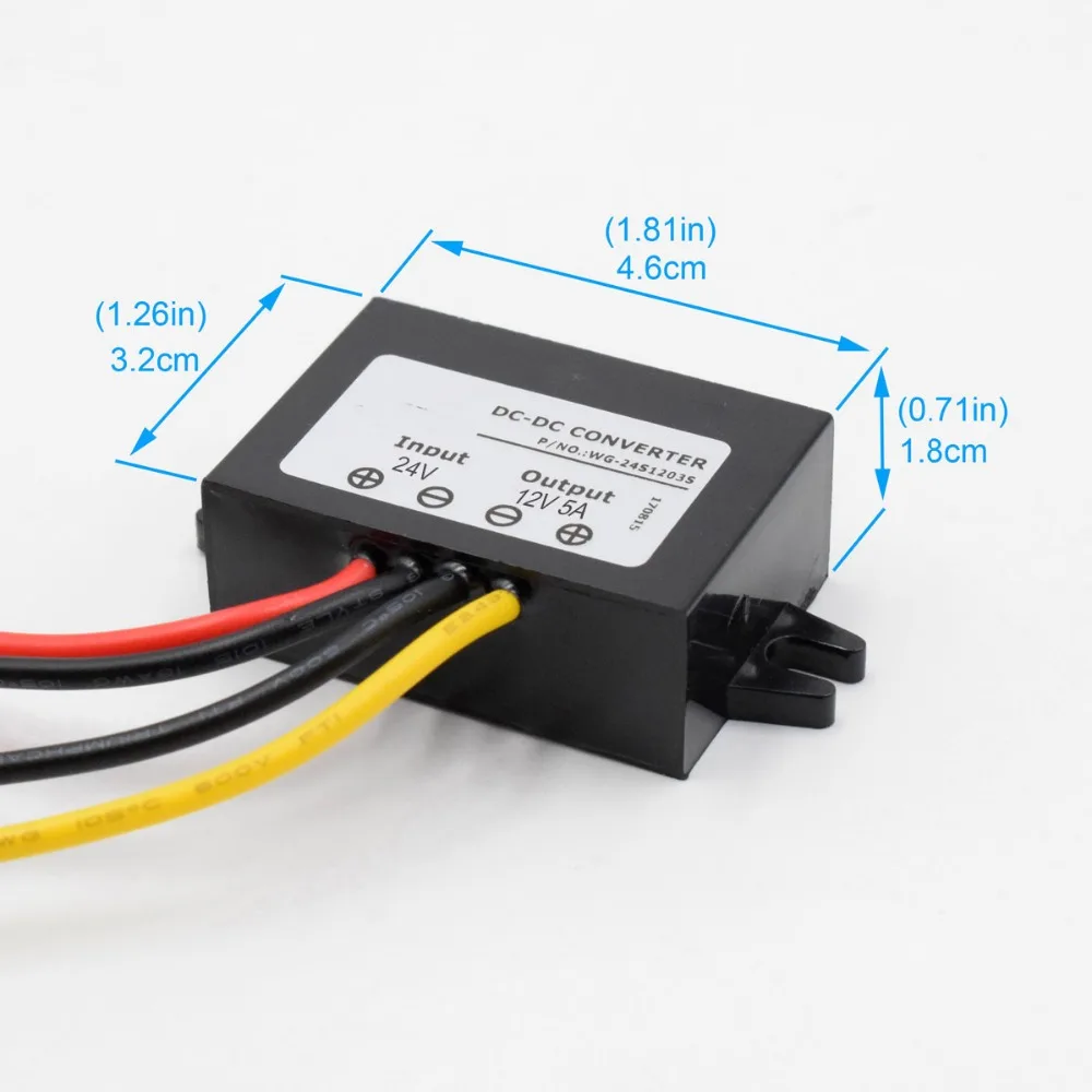 XCGaoon DC преобразователь адаптер Вход 24V (диапазон напряжения 18V-40V) выход 12V 5A 60W