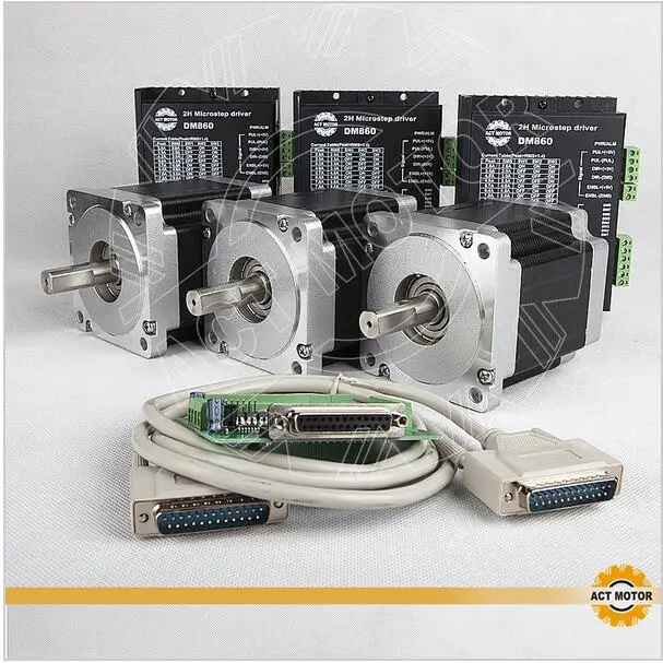 

Free Ship From Germany!ACT 3Axis Nema34 Stepper Motor 34HS5460 Single Shaft 1700oz 151mm 6A+3PCS Driver DM860 7.8A with Power