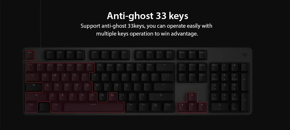 Оригинальная Механическая игровая клавиатура Xiaomi, 1,8 м, USB 2,0, проводная, с RGB Flashback, 104 клавиш, черная, английская