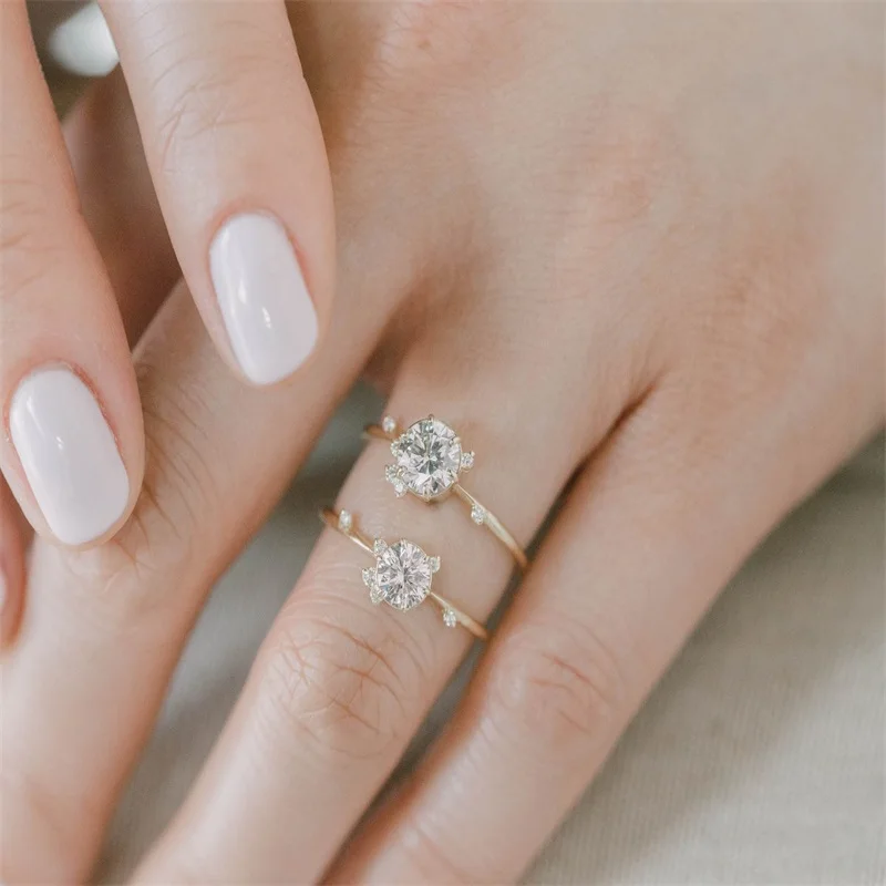 14k желтое золото 1 2 карат 7 мм блестящее кольцо d цвета классический моисанит 6