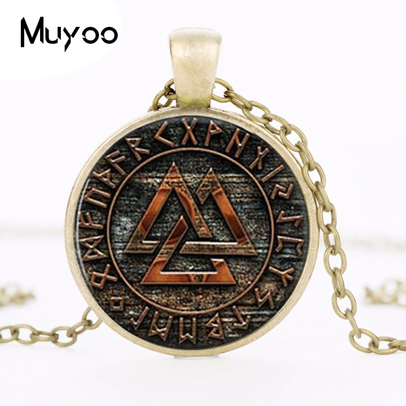 1 шт. Valknut норвежские ювелирные изделия стеклянное ожерелье с кабошоном HZ1|glass cabochon