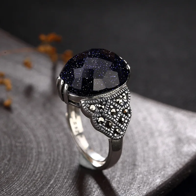 Style 6 V. YA, роскошное женское кольцо, 925 пробы, серебряные ювелирные изделия, полудрагоценный камень и Марказит, кольца для женщин, дамские подарки - Цвет основного камня: Style 6