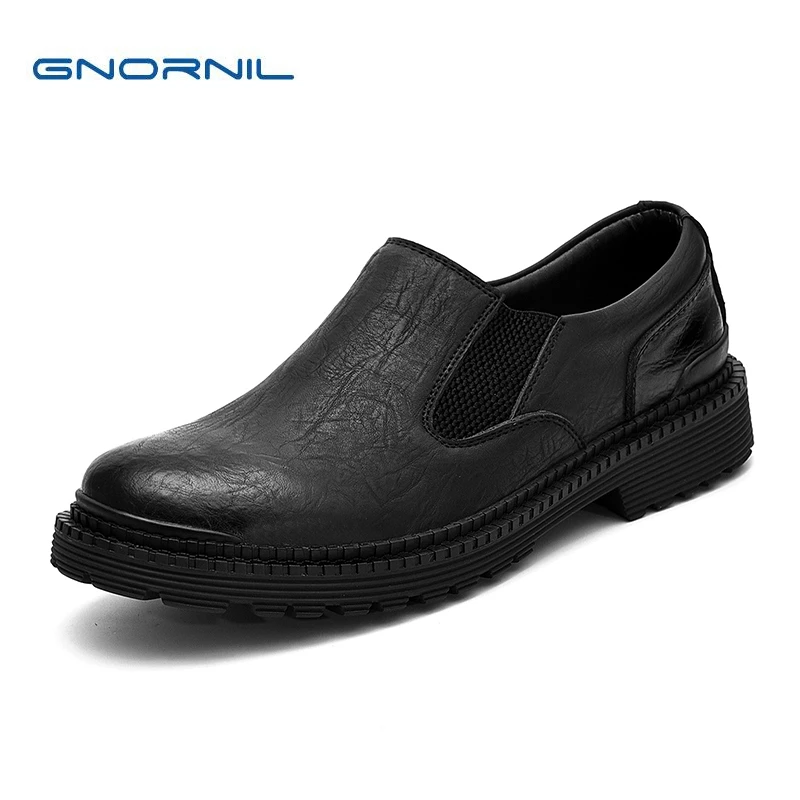 GNORNIL Brand Genuine Leather Men Shoes 2018 Autumn New Fashion Non-Slip Rubber Sole Casual Business Flats | Обувь