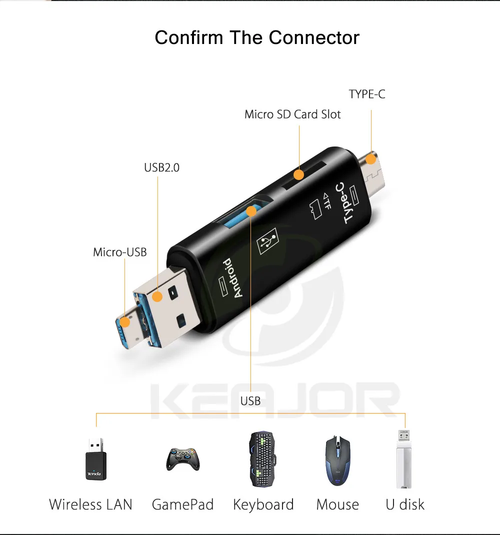 3 в 1 адаптер для карт USB OTG Micro Card Reader USB 2,0 устройство для чтения карт памяти для телефона Android Tablet PC type-C Card Reader