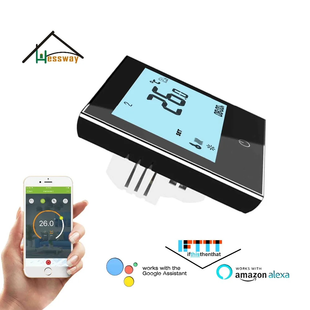 24VAC 95 240VAC 3A Еженедельный программируемый сенсорный ЖК экран wifi термостат водное