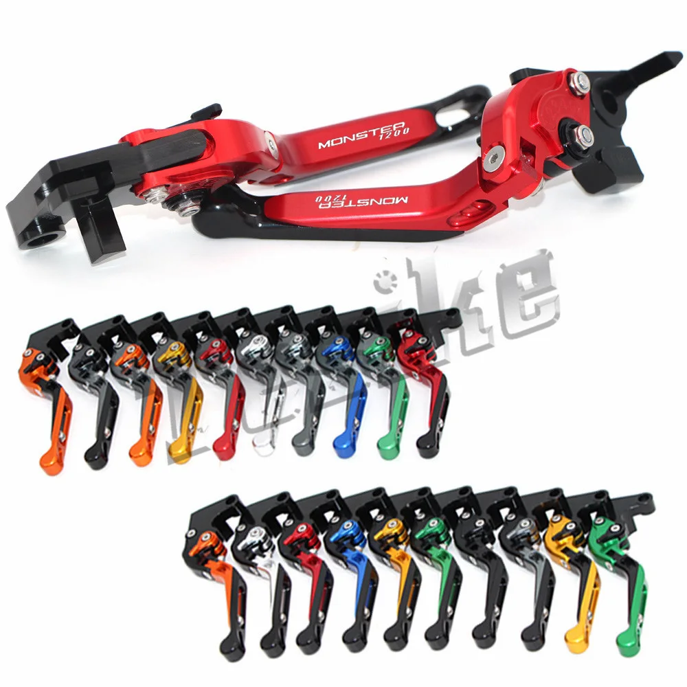 

CNC Brake Clutch Levers Motorcycle For Ducati MONSTER 1200 S R MONSTER1200 1200S 2014-2016 Foldable Extendable Logo(MONSTER1200)