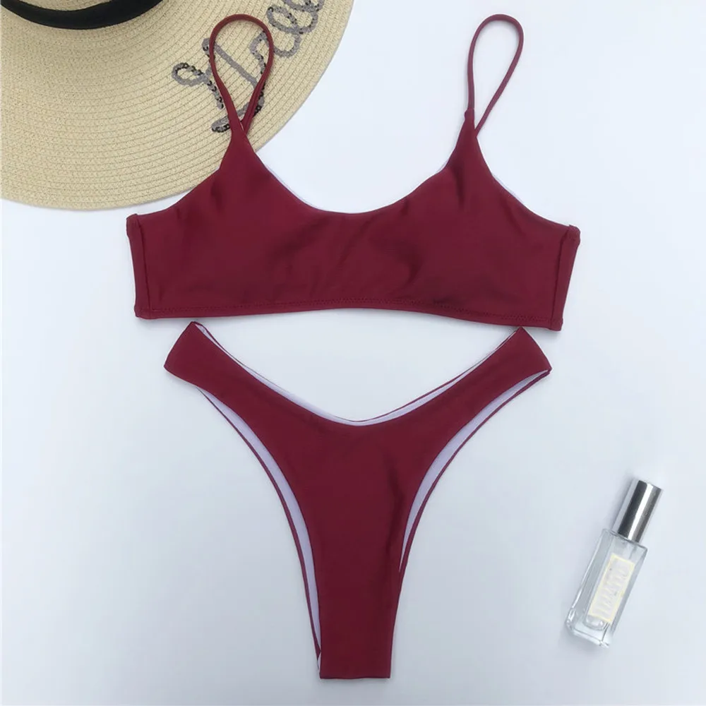 MUQGEW Triangle Bathing Suit Women Push-Up Padded Bra Beach Bikini Set Swimsuit Swimwear Beach Bathing Suit 0128