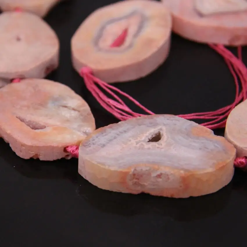 Прибл. 8 шт./нитка большой размер розовые необработанные Агаты бриллиантовые