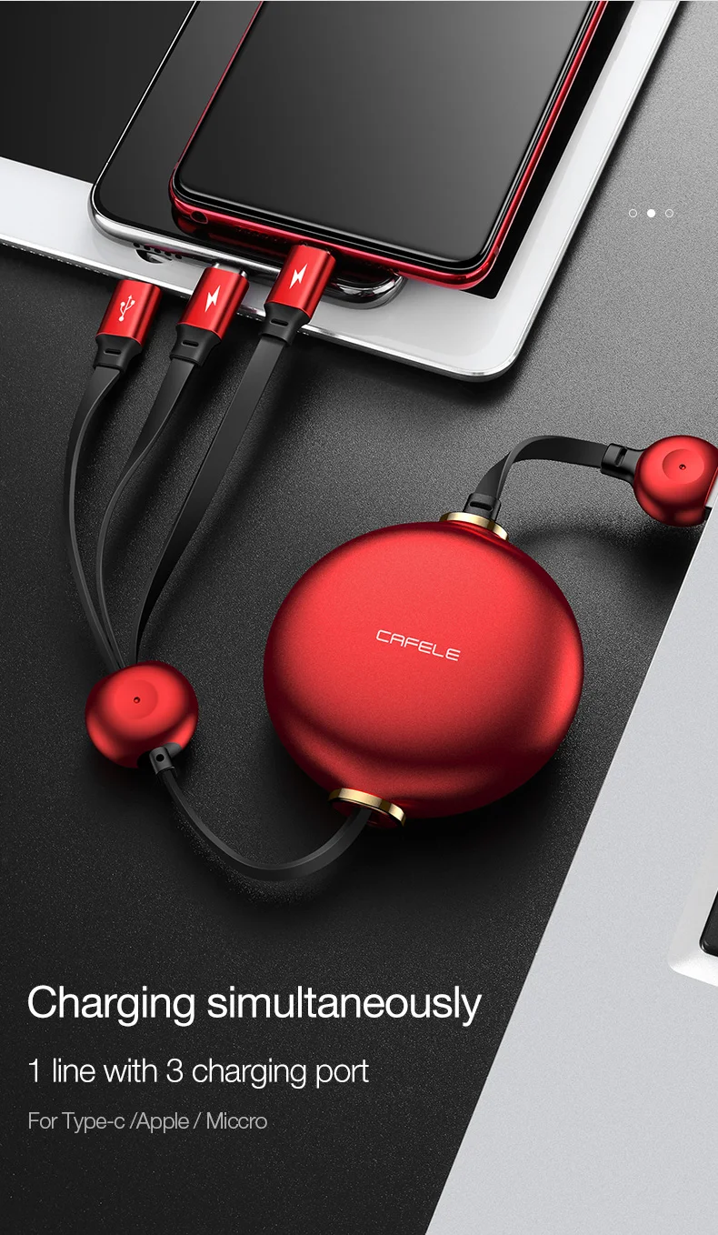 Cafele 3 в 1 Выдвижной usb type C Micro кабель для iPhone X XS Max зарядный USB кабель для huawei P30 Xiaomi samsung Синхронизация данных