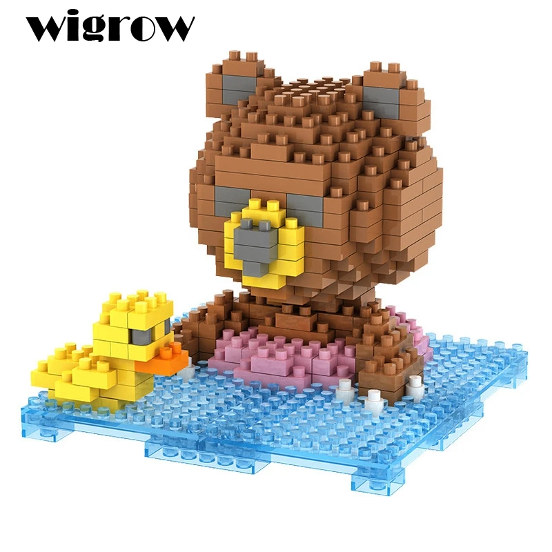 Wigrow мини медведь здание дети развивающие блоки игрушки DIY мультфильм модель
