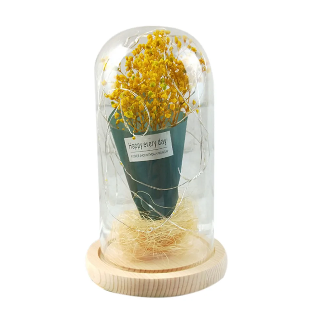 Вечный Романтический Gypsophila бутылка Украшение Моделирование осветить цветочный купол стеклянный микро пейзаж свадебный подарок на праздник