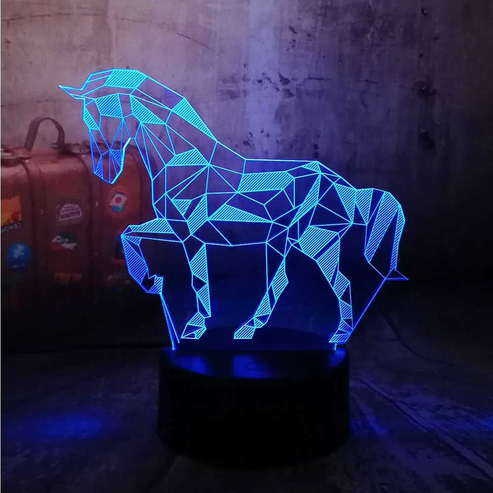 Новинка, 3D светодиодный настольный светильник, конь, RGB, Ночной светильник, USB пульт дистанционного управления, домашний декор, рождественский подарок для детей, детская лампа для сна, Лава