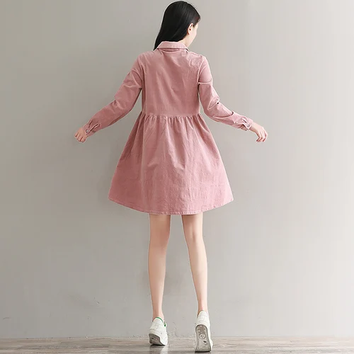 Robe Femme новинка 2018 года осенне-зимнее винтажное платье Стиль Mori Girl вельветовый с