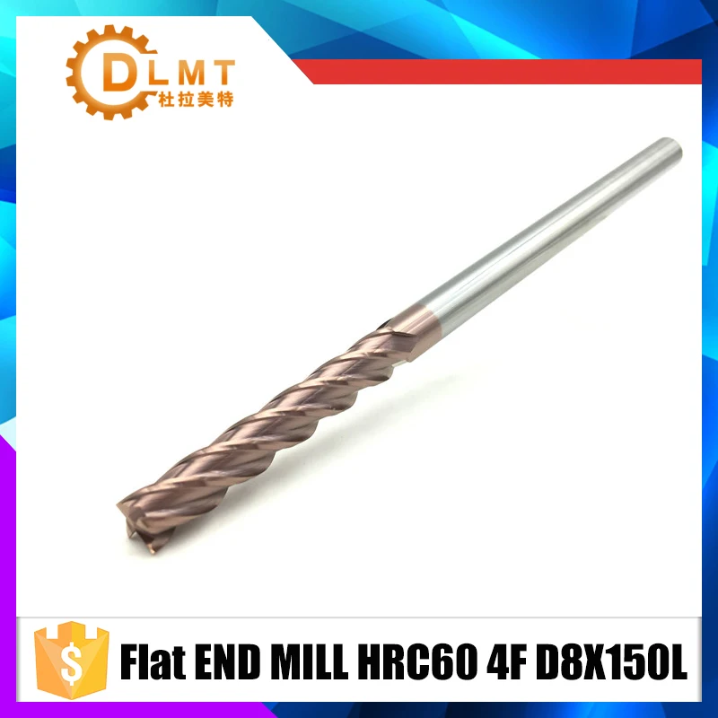 Концевая фреза HRC60 4F D8X150L 8 мм 1 шт. твердосплавная спиральная плоская с прямым
