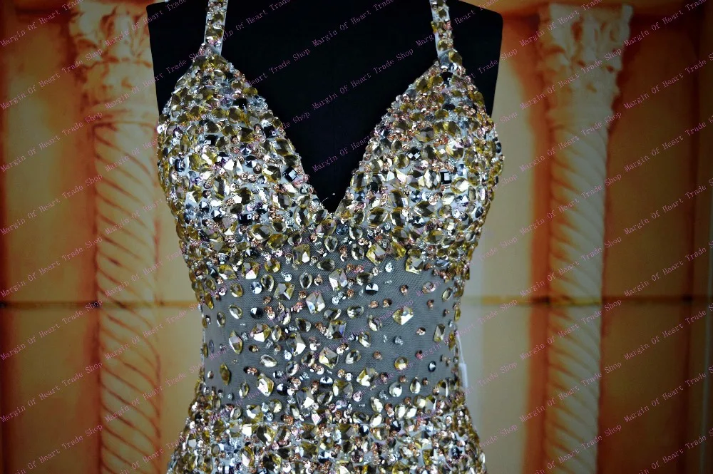 Лидер продаж 2017 Новое поступление платье русалка длинное вечернее с кристаллами