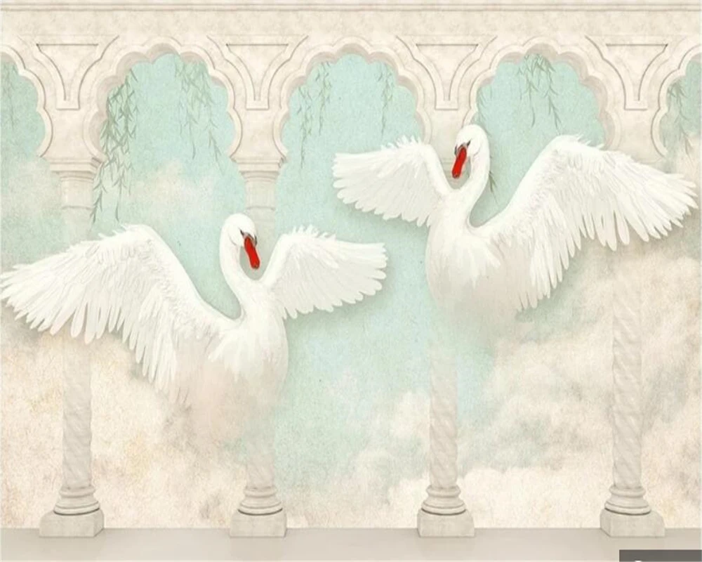 Обои на заказ креативные новые 3d фрески лебедь римская колонна Европейский ТВ