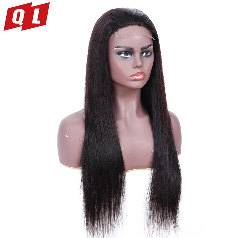 QLOVE 4*4 парики на шнурке натуральные бразильские прямые человеческие волосы без