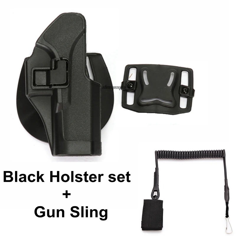 bk holster sling Тактический Пистолет Ремень Кобура Quick Release Военная страйкбол стрельба кобуры Охотничий пояс с кобурой для Glock 17 19 22 23 31 32 - Цвет: bk holster sling