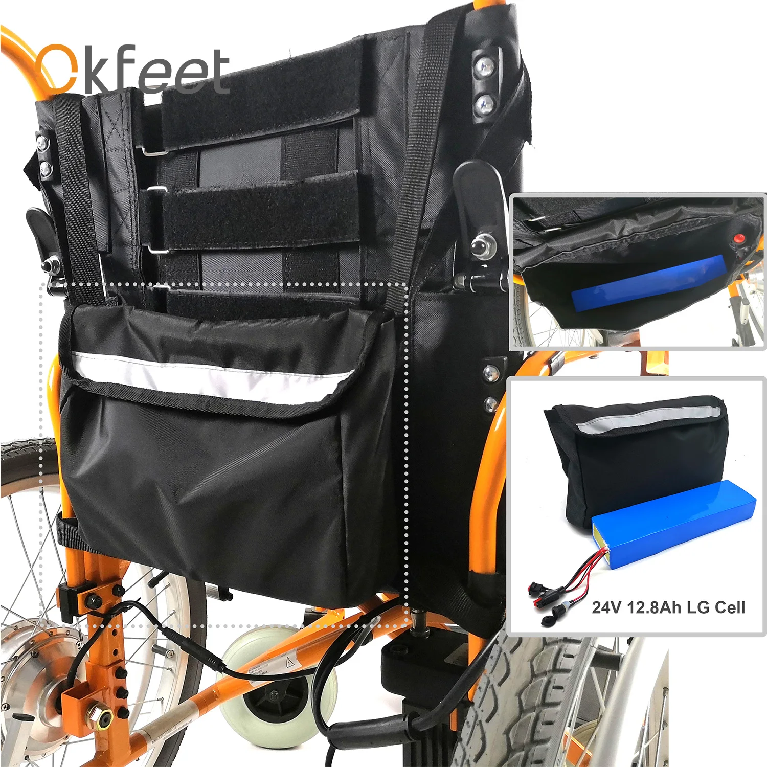 Okfeet Электрический инвалидный колясок Conversion Kit без Батарея 24V 250W 6 км/ч и двойные двигатели для инвалидных колясок модификации