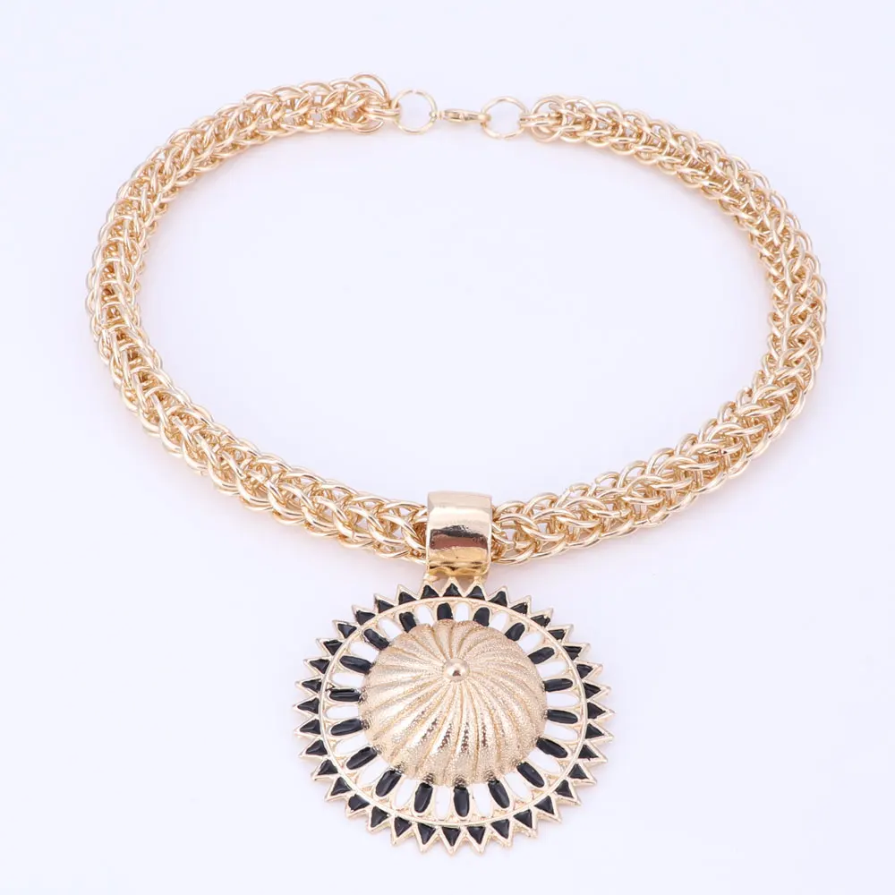 Свадебный Золотой цвет хрустальная цепочка набор украшений для женщин кулон