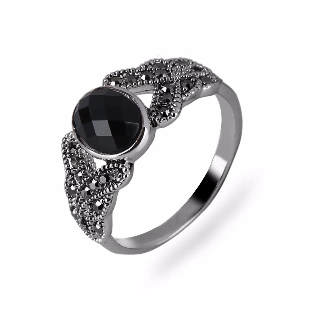 K's Gadgets винтажные черные кольца ювелирные изделия Оникс Камень палец кольцо