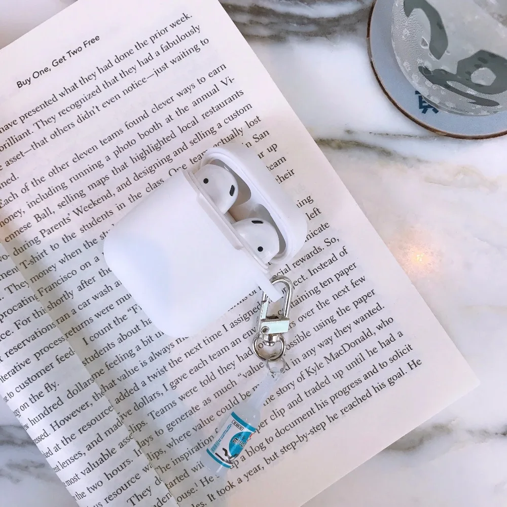 Просто силиконовый наушник для AirPods Bluetooth беспроводные наушники чехол для Apple зарядная коробка силиконовый защитный чехол Брелок