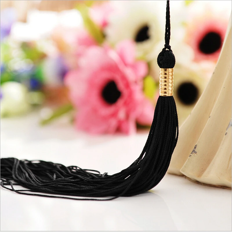 100pcs/lot wholesale long graduation cap tassel frim with gold cap diy jewelry making free