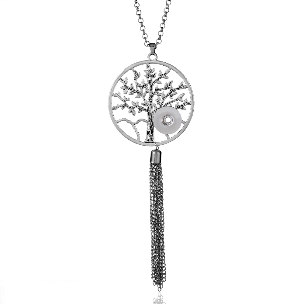 Модные украшения с защелками длинное ожерелье кисточкой 18 мм Сова дерево жизни