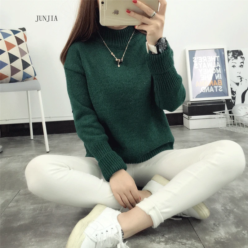 2021 Spring Autumn women ladies thick knitted turtleneck pullover warm sweater pull femme jumper sweets top korean clothes | Женская