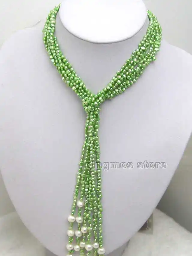 

Распродажа длинный 45 "натуральный зеленый и белый пресноводный 5-6 мм жемчужный Necklace-nec9861 опт/Розница Бесплатная доставка
