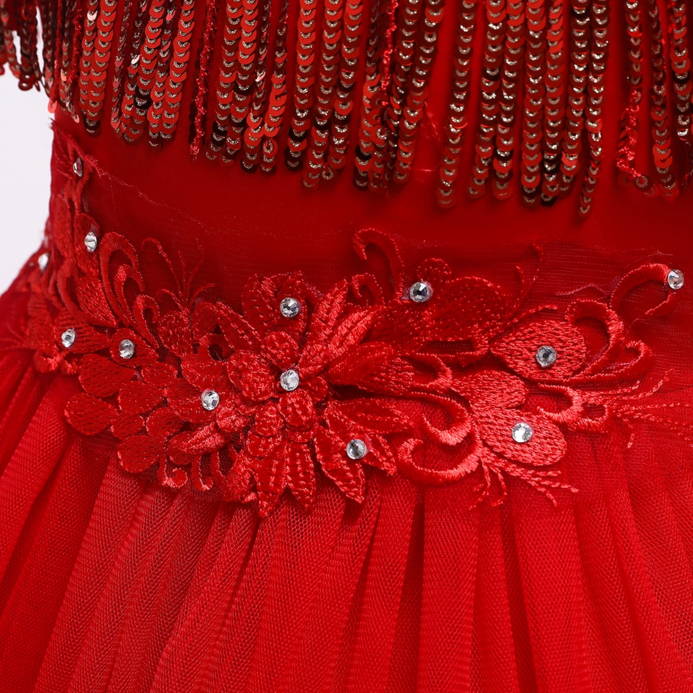 Pearl Tassel Formal Evening Wedding Gown Tutu dress Princess Flower Girls dresses on the runway Children Clothing Party Wear | Детская