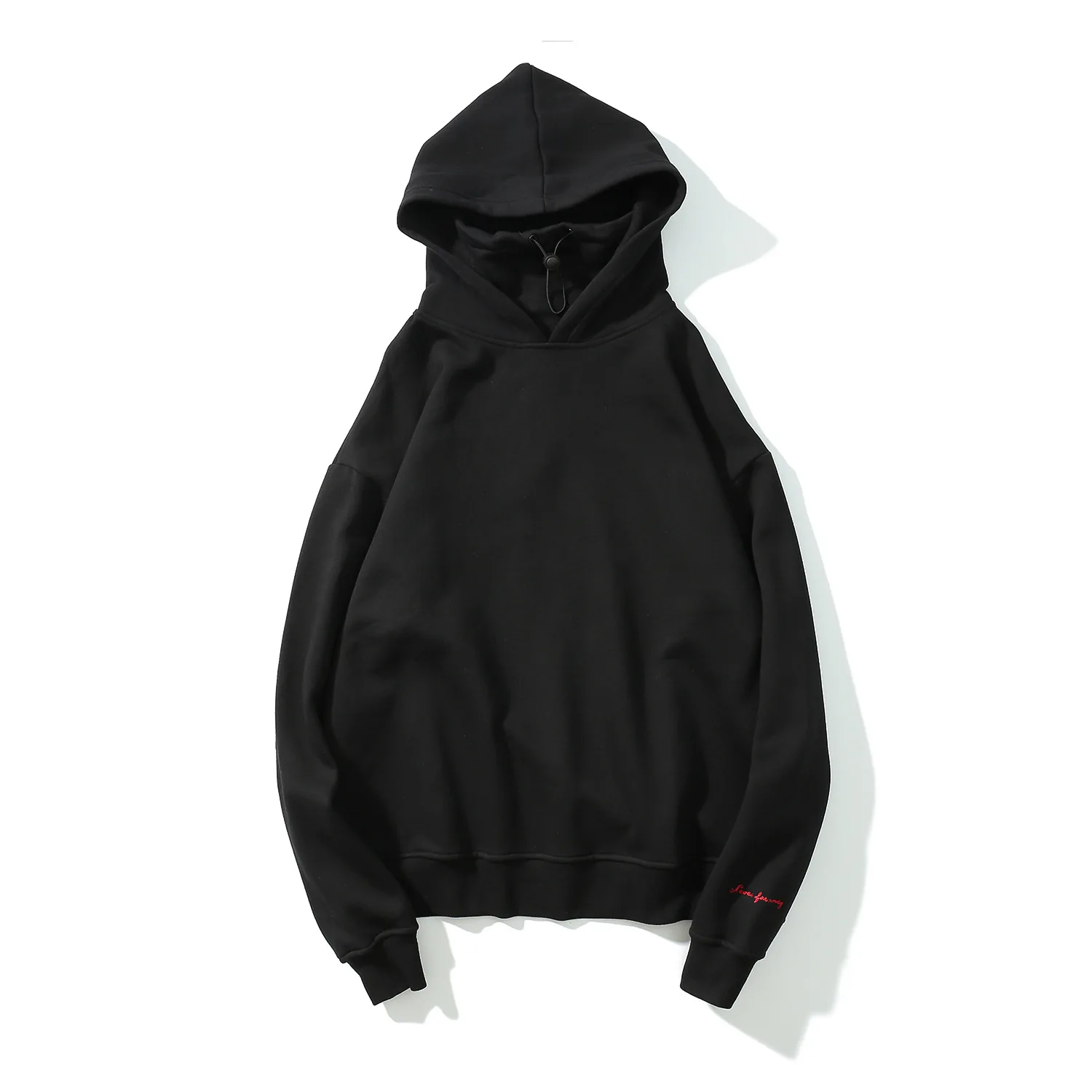 

Kanye Solid Color Loose Plus Velvet Hooded Hoodies Autumn Winter Mens Streetwear Hanging Shoulder High-Collar Coat Hip-Hop Tide