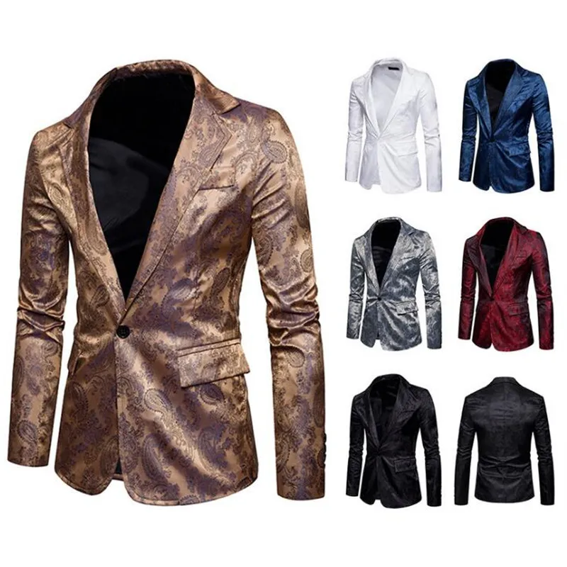 

new 2018 Suit jacket spring and new casual fashion men's European large size printing nightclub performance suit suit jacket