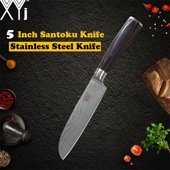 5 inch Santoku Knife XYj кухонные ножи из нержавеющей стали держатель ножа Стенд Блок Инструменты Новое поступление фрукты овощи мясо кухонная утварь аксессуары - Цвет: 5 inch Santoku Knife