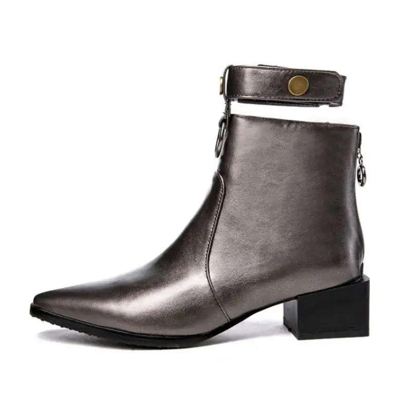 TAOFFEN Plus Size 34-48 Women Ankle Boots Fur Winter Warm Shoes Woman Rivets Square Heels Short Fashion Ladies | Обувь