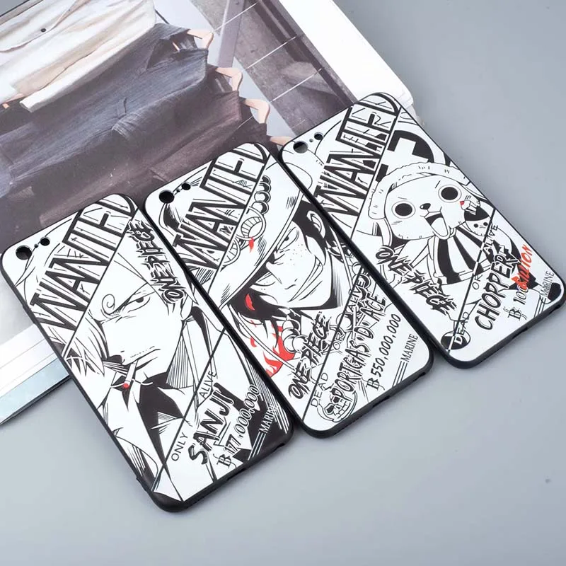 Крутой мультфильм черно-белый один кусок Наруто Саскэ Какаси чехол для iPhone X 8 7 6 S