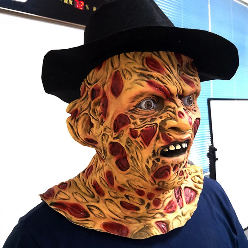 Латексная Маска Freddy Krueger страшный костюм для взрослых на Хэллоуин тема зомби