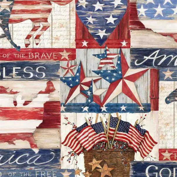Патриотическая хлопковая ткань 100 х11 0 см/39 х43 дюйма Land of The Free USA Flag | Дом и сад