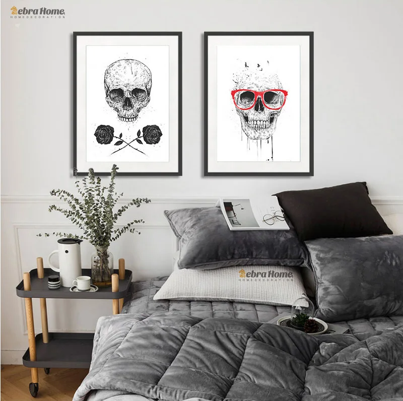 Современная картина маслом с изображением скелета ручная роспись декоративное