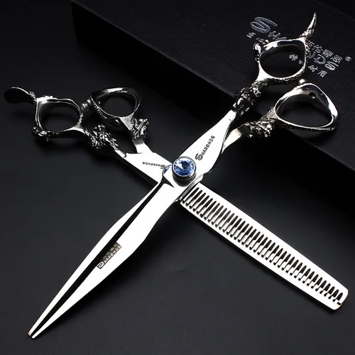 2PCS 7inch Японский парикмахерский Салон Профессиональные Парикмахерские ножницы 6 дюймов 7 дюймов ножницы для резки филировочные ножницы набор парикмахерских клипер комплект - Цвет: 2PCS 7inch