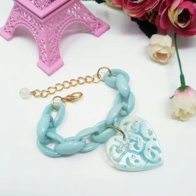 Синий змеиная цепочка в форме сердца акриловый браслет femme bileklik pulseras mujer pulseira Бохо