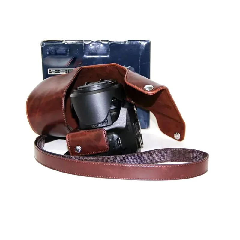Новый чехол из искусственной кожи для камеры Panasonic FZ200 с ремешком черный