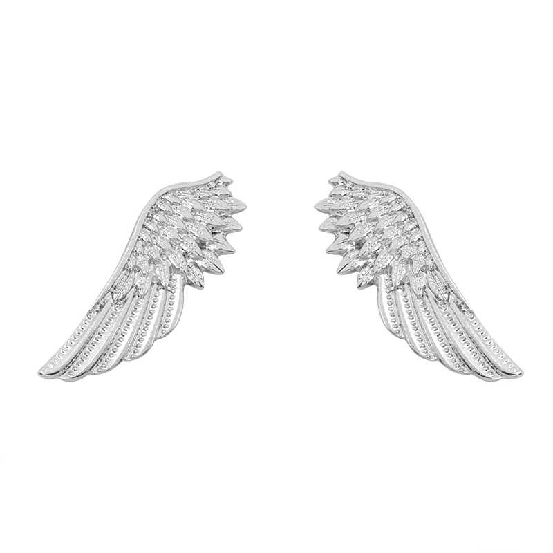Фото Булавки для воротника мужские и женские, золотистые металлические, с перьями броши в виде крыльев, 1 пара, брошь унисекс №3
