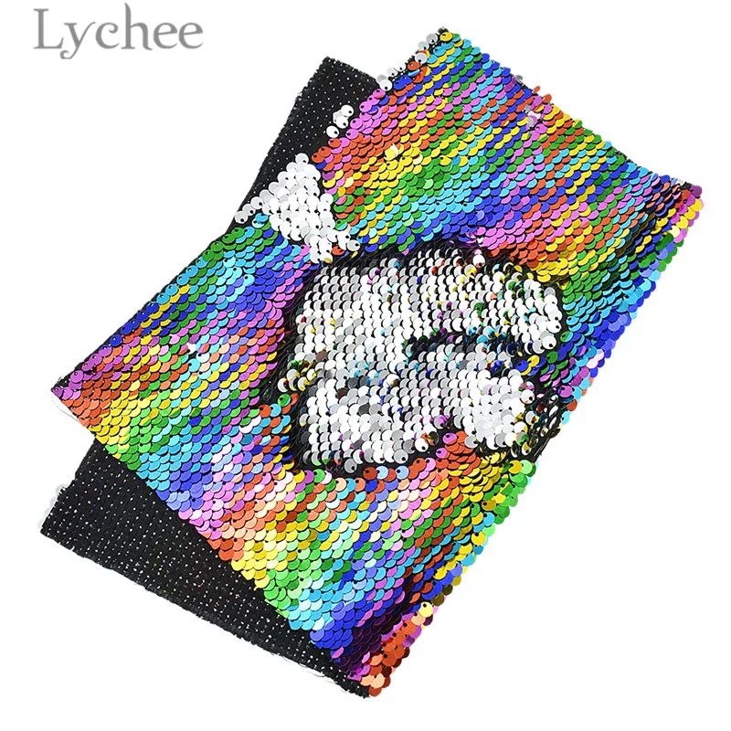 Lychee Life 29 см x 21 A4 Радужная двусторонняя ткань с блестками Высококачественная