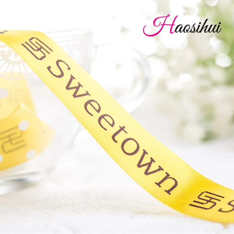 HAOSIHUI бесплатный дизайн 1/2 ''(13 мм) Пользовательский логотип DIY атласная